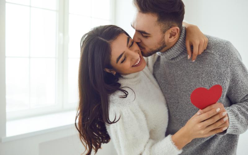 couple hugging on valentine's day